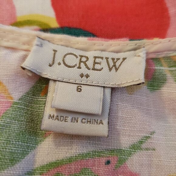 J. Crew Linen Tropical Print Tank Sz 6 - Picture 4 of 6